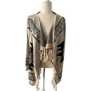 Pink Owl Aztec Waterfall Fringe Cardigan